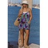 image:imageEkouaer Rompers for Women Summer Casual Sleeveless Short Overalls Boho Spaghetti Strap Shorts Jumpsuit with PocketsA Blue Boho Print