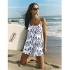 image:imageEkouaer Rompers for Women Summer Casual Sleeveless Short Overalls Boho Spaghetti Strap Shorts Jumpsuit with PocketsWhite Italian Print