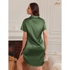 image:imageEkouaer Satin Nightshirt for Women Button Down Nightgown Silk Short Sleeve Sleepshirt Notch Collar Sleepwear S3XLArmy Green