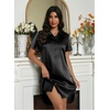 image:imageEkouaer Satin Nightshirt for Women Button Down Nightgown Silk Short Sleeve Sleepshirt Notch Collar Sleepwear S3XLBlack