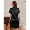 image:imageEkouaer Satin Nightshirt for Women Button Down Nightgown Silk Short Sleeve Sleepshirt Notch Collar Sleepwear S3XLBlack