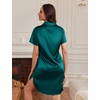 image:imageEkouaer Satin Nightshirt for Women Button Down Nightgown Silk Short Sleeve Sleepshirt Notch Collar Sleepwear S3XLBlue Green