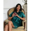image:imageEkouaer Satin Nightshirt for Women Button Down Nightgown Silk Short Sleeve Sleepshirt Notch Collar Sleepwear S3XLBlue Green