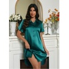 image:imageEkouaer Satin Nightshirt for Women Button Down Nightgown Silk Short Sleeve Sleepshirt Notch Collar Sleepwear S3XLBlue Green