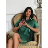 image:imageEkouaer Satin Nightshirt for Women Button Down Nightgown Silk Short Sleeve Sleepshirt Notch Collar Sleepwear S3XLEvergreen