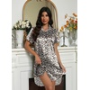image:imageEkouaer Satin Nightshirt for Women Button Down Nightgown Silk Short Sleeve Sleepshirt Notch Collar Sleepwear S3XLLeopard