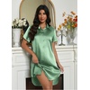 image:imageEkouaer Satin Nightshirt for Women Button Down Nightgown Silk Short Sleeve Sleepshirt Notch Collar Sleepwear S3XLMuted Green