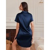 image:imageEkouaer Satin Nightshirt for Women Button Down Nightgown Silk Short Sleeve Sleepshirt Notch Collar Sleepwear S3XLNavy Blue