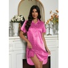 image:imageEkouaer Satin Nightshirt for Women Button Down Nightgown Silk Short Sleeve Sleepshirt Notch Collar Sleepwear S3XLPink Leopard