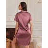 image:imageEkouaer Satin Nightshirt for Women Button Down Nightgown Silk Short Sleeve Sleepshirt Notch Collar Sleepwear S3XLRosewood Taupe