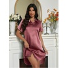 image:imageEkouaer Satin Nightshirt for Women Button Down Nightgown Silk Short Sleeve Sleepshirt Notch Collar Sleepwear S3XLRosewood Taupe