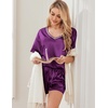 image:imageEkouaer Satin Pajama Set for Women 2 piece Silky Pj Set Soft Short Sleeve Sleepwear Summer Loungewear SXXL