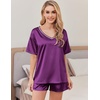 image:imageEkouaer Satin Pajama Set for Women 2 piece Silky Pj Set Soft Short Sleeve Sleepwear Summer Loungewear SXXL