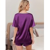 image:imageEkouaer Satin Pajama Set for Women 2 piece Silky Pj Set Soft Short Sleeve Sleepwear Summer Loungewear SXXL