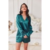image:imageEkouaer Satin Pajamas Set for Women V Neck Long Sleeve and Shorts 2 Piece Matching Lounge Set with Pockets
