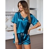 image:imageEkouaer Silk Pajama for Women Short Sleeve Satin Pj Set Two Piece Soft Sleepwear Loungewear SXXLBlue