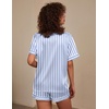 image:imageEkouaer Silk Pajama for Women Short Sleeve Satin Pj Set Two Piece Soft Sleepwear Loungewear SXXLBluewhite Stripes