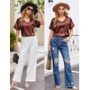 image:imageEkouaer Silk Pajama for Women Short Sleeve Satin Pj Set Two Piece Soft Sleepwear Loungewear SXXLCaramel