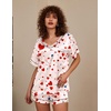 image:imageEkouaer Silk Pajama for Women Short Sleeve Satin Pj Set Two Piece Soft Sleepwear Loungewear SXXLLove Rose