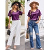 image:imageEkouaer Silk Pajama for Women Short Sleeve Satin Pj Set Two Piece Soft Sleepwear Loungewear SXXLPurple