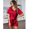 image:imageEkouaer Silk Pajama for Women Short Sleeve Satin Pj Set Two Piece Soft Sleepwear Loungewear SXXLRed