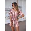image:imageEkouaer Silk Pajama for Women Short Sleeve Satin Pj Set Two Piece Soft Sleepwear Loungewear SXXLRed Heart