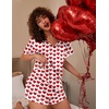 image:imageEkouaer Silk Pajama for Women Short Sleeve Satin Pj Set Two Piece Soft Sleepwear Loungewear SXXLRed Heart