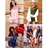image:imageEkouaer Silk Pajama for Women Short Sleeve Satin Pj Set Two Piece Soft Sleepwear Loungewear SXXLRed Striped Teddy