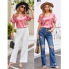 image:imageEkouaer Silk Pajama for Women Short Sleeve Satin Pj Set Two Piece Soft Sleepwear Loungewear SXXLRose Pink