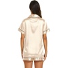 image:imageEkouaer Silk Pajamas for Women Short Sleeve Sleepwear Soft Button Down Loungewear 2 Piece Satin Pjs Shorts SetDbeige