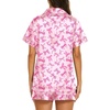 image:imageEkouaer Silk Pajamas for Women Short Sleeve Sleepwear Soft Button Down Loungewear 2 Piece Satin Pjs Shorts SetPink Bow Knot