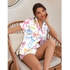 image:imageEkouaer Silk Pajamas for Women Short Sleeve Sleepwear Soft Button Down Loungewear 2 Piece Satin Pjs Shorts SetWhite Bow Knot