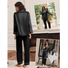 image:imageEkouaer Silk Satin Pajama Set for Womens Button Up Long Sleeve Pjs Sleepwear Soft 2 Piece Loungewear SXXLBlack