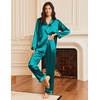 image:imageEkouaer Silk Satin Pajama Set for Womens Button Up Long Sleeve Pjs Sleepwear Soft 2 Piece Loungewear SXXLBlue Green