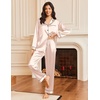 image:imageEkouaer Silk Satin Pajama Set for Womens Button Up Long Sleeve Pjs Sleepwear Soft 2 Piece Loungewear SXXLChampagne