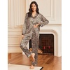 image:imageEkouaer Silk Satin Pajama Set for Womens Button Up Long Sleeve Pjs Sleepwear Soft 2 Piece Loungewear SXXLCheetah Print