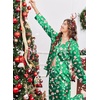 image:imageEkouaer Silk Satin Pajama Set for Womens Button Up Long Sleeve Pjs Sleepwear Soft 2 Piece Loungewear SXXLChristmas Green Santa