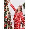 image:imageEkouaer Silk Satin Pajama Set for Womens Button Up Long Sleeve Pjs Sleepwear Soft 2 Piece Loungewear SXXLChristmas Red