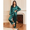 image:imageEkouaer Silk Satin Pajama Set for Womens Button Up Long Sleeve Pjs Sleepwear Soft 2 Piece Loungewear SXXLGreen