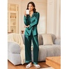 image:imageEkouaer Silk Satin Pajama Set for Womens Button Up Long Sleeve Pjs Sleepwear Soft 2 Piece Loungewear SXXLGreen