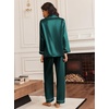 image:imageEkouaer Silk Satin Pajama Set for Womens Button Up Long Sleeve Pjs Sleepwear Soft 2 Piece Loungewear SXXLGreen
