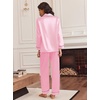 image:imageEkouaer Silk Satin Pajama Set for Womens Button Up Long Sleeve Pjs Sleepwear Soft 2 Piece Loungewear SXXLPink