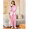image:imageEkouaer Silk Satin Pajama Set for Womens Button Up Long Sleeve Pjs Sleepwear Soft 2 Piece Loungewear SXXLPink