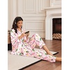 image:imageEkouaer Silk Satin Pajama Set for Womens Button Up Long Sleeve Pjs Sleepwear Soft 2 Piece Loungewear SXXLPink Striped Wine Bottle