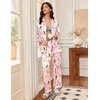 image:imageEkouaer Silk Satin Pajama Set for Womens Button Up Long Sleeve Pjs Sleepwear Soft 2 Piece Loungewear SXXLPink Striped Wine Bottle