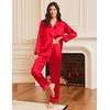 image:imageEkouaer Silk Satin Pajama Set for Womens Button Up Long Sleeve Pjs Sleepwear Soft 2 Piece Loungewear SXXLRed