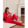 image:imageEkouaer Silk Satin Pajama Set for Womens Button Up Long Sleeve Pjs Sleepwear Soft 2 Piece Loungewear SXXLRed