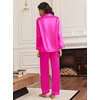 image:imageEkouaer Silk Satin Pajama Set for Womens Button Up Long Sleeve Pjs Sleepwear Soft 2 Piece Loungewear SXXLRose Red