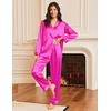 image:imageEkouaer Silk Satin Pajama Set for Womens Button Up Long Sleeve Pjs Sleepwear Soft 2 Piece Loungewear SXXLRose Red