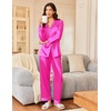image:imageEkouaer Silk Satin Pajama Set for Womens Button Up Long Sleeve Pjs Sleepwear Soft 2 Piece Loungewear SXXLRose Red